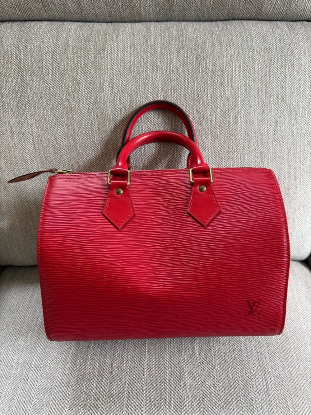 Louis Vuitton Red Epi Speedy 25 Handbag M43017 SP0966 XX02051